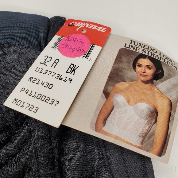 CARNIVAL Vintage Low Back Corset Bra Sz 32A Black NWT - Picture 6 of 8